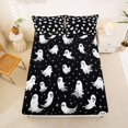 thumbnail image 5 of Homewish Happy Halloween Ghost Queen Sheets,Tiny Dot Print Queen Sheet Sets,Black White,4-Piece,1 Flat Sheet,1 Fitted Sheet and 2 Pillowcases, 5 of 6