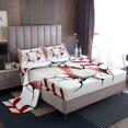 thumbnail image 1 of Ensemble de Draps de Lit Complet 3D Baseball pour Garçons Filles Enfants, Ensemble de Literie Sport pour Chambre de Baseball de Garçons, Draps Rouges et Blancs Ensemble de Drap-Housse Jeux de Balle 4 Pcs, 1 of 7