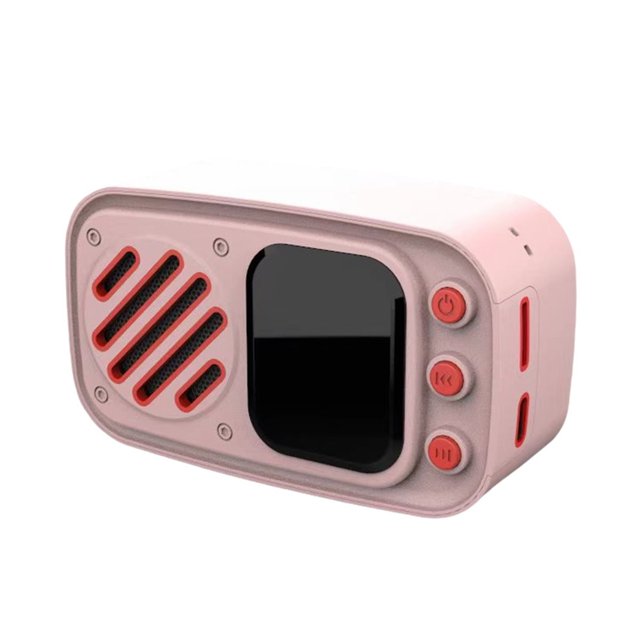 Robot de Chat con IA, Altavoz Retro con Pantalla de 2.0 Pulgadas, ESP32-S3, Robot de Chat de Voz con IA, Altavoz Doubao Xiaozhi con IA, Color Rosa.