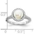 thumbnail image 2 of Sterling Silver Rhod-Plated Cz 7-8mm Button White Fwc Pearl Ring (Size 8) Made In China qr7321-8, 2 of 5