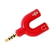 thumbnail image 2 of Injueey Divisor de audio de 3,5 mm 2 en 1 Interfaz de conector estéreo conveniente Convertidor de sonido Altavoces de teléfono Accesorios de Cables de audio/vídeo rojo, 2 of 6
