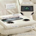 thumbnail image 4 of 3-Piece Faux Leather Power Reclining Sofa with Adjustable Headrests, Wireless Charger, USB Ports, LED Lights, Beige, 4 of 9