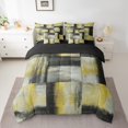 thumbnail image 2 of YST Geometric Check Bed In A Bag 7 Piece Retro Black Blue Yellow Ombre Twin Bedding Set Watercolor Oil Painting Hippie Graffiti Comforter Set With Sheets Reversible Black Bed Set, 2 of 5