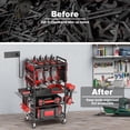 thumbnail image 6 of Large Power Tool Organizer Cart with 20A Charging Station, Heavy Duty Storage  for Drills and Batteries, Rolling Tool Cart on Wheels, Red, 6 of 6