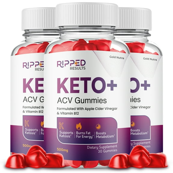 (3 Pack) Ripped Results Keto ACV Gummies, RippedResults   Apple Cider Vinegar, Maximum Strength Supplement for Men and Women