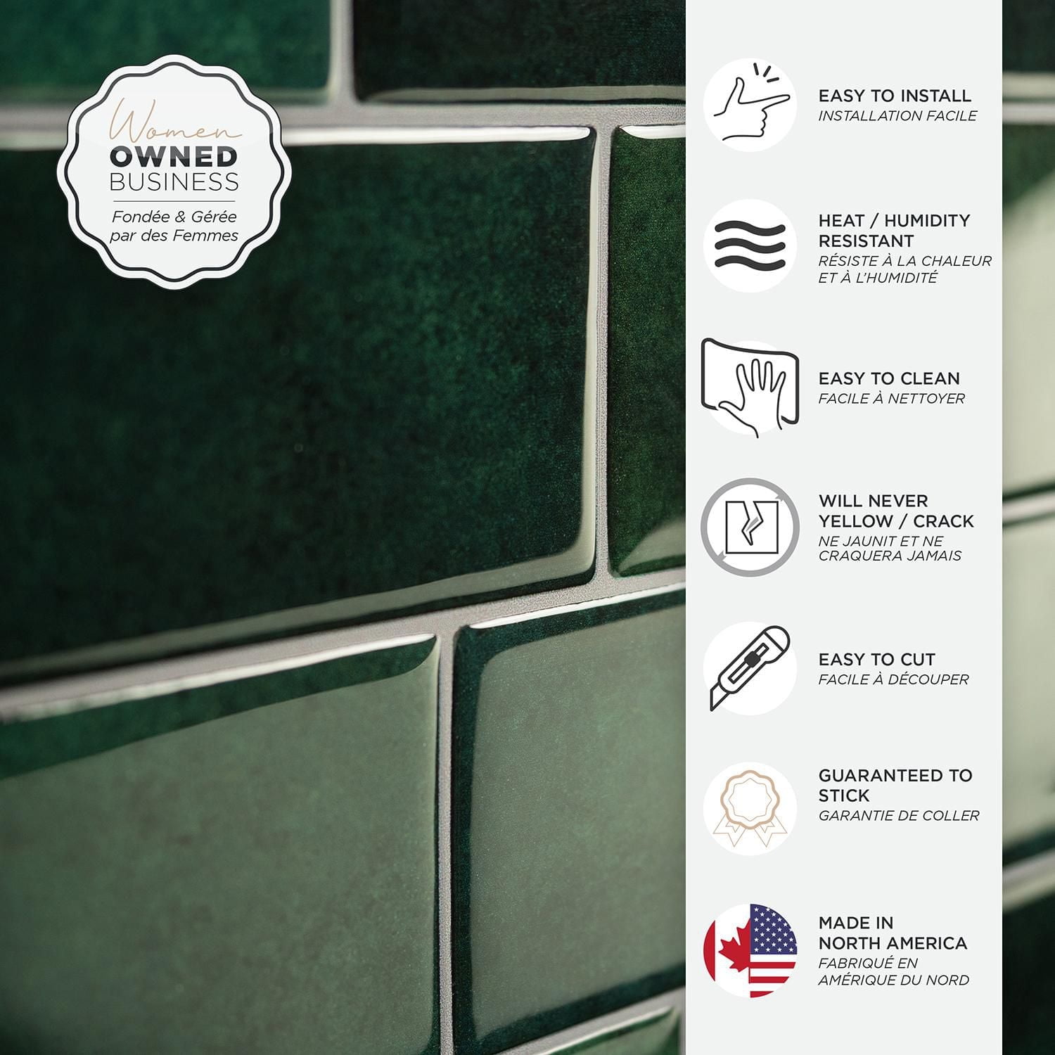 Smart Tiles Peel and Stick Backsplash Wall Tiles, Metro Fiona, 4-Pack, 11.56in x 8.38in