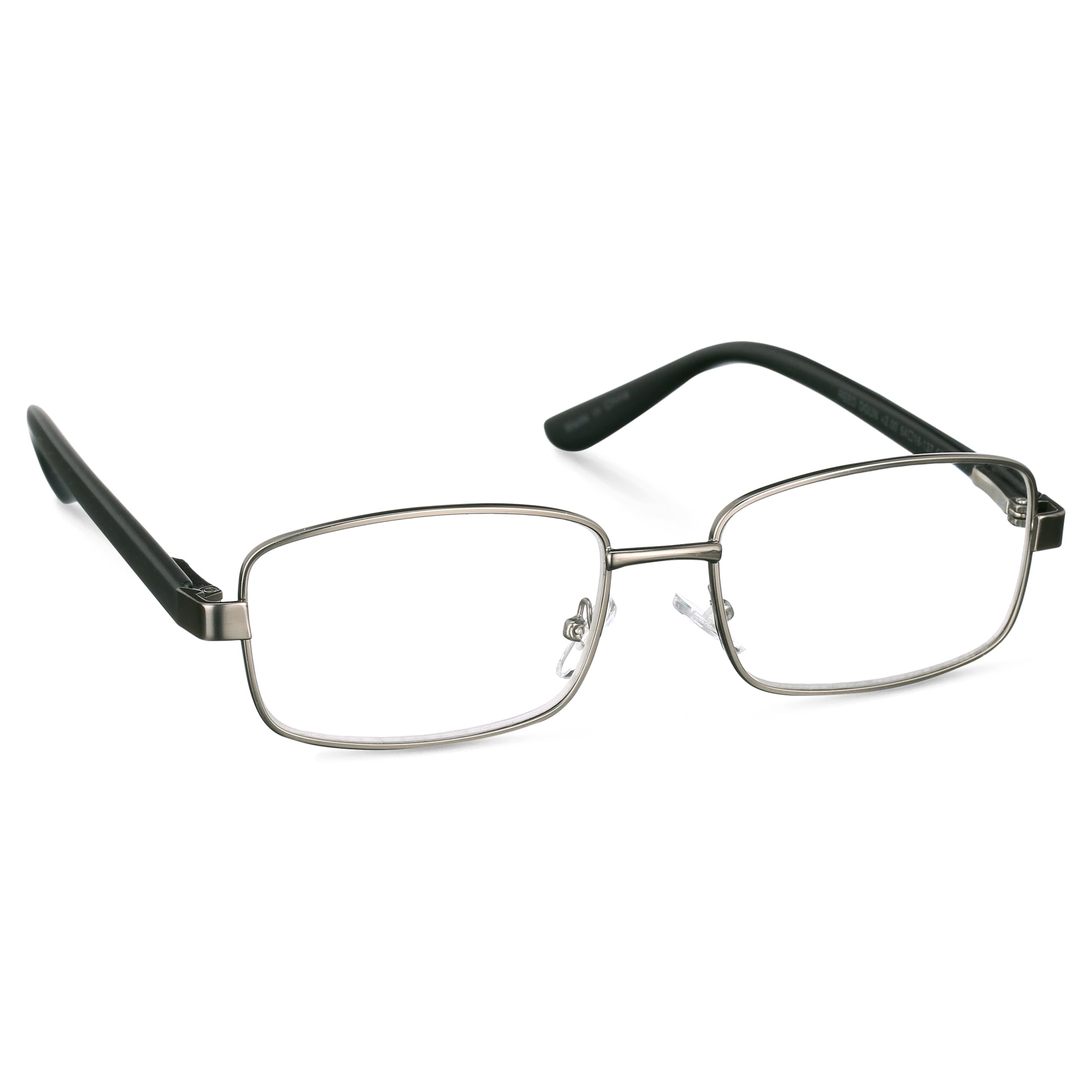 M Readers Men's Reed +2.00 Rectangle Reading Glasses with Case, Dark Gunmetal