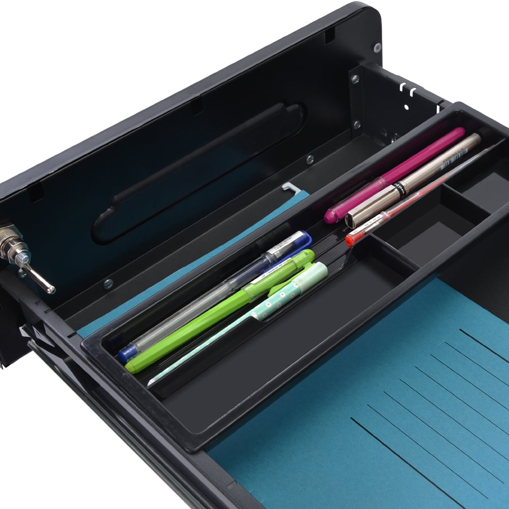 Kepooman 3-Drawer Mobile Steel File Cabinet with Lock for Legal/Letter/A4 Size, 14.9"W x 18.9"D x 21.85"H, Black Kepooman 3-Drawer Mobile Steel File Cabinet with Lock for Legal/Letter/A4 Size, 14.9"W x 18.9"D x 21.85"H, Black