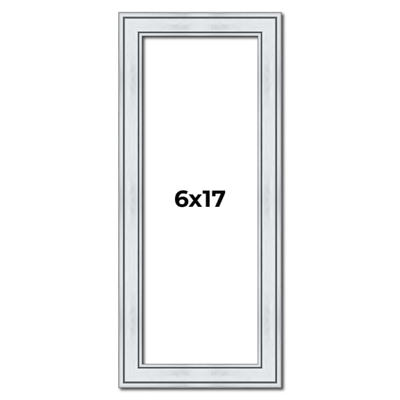 6x17 Frame Sterling Silver Solid Wood Picture Frame | 1.25 Inch Moulding Width | 0.75 Inch Interior
