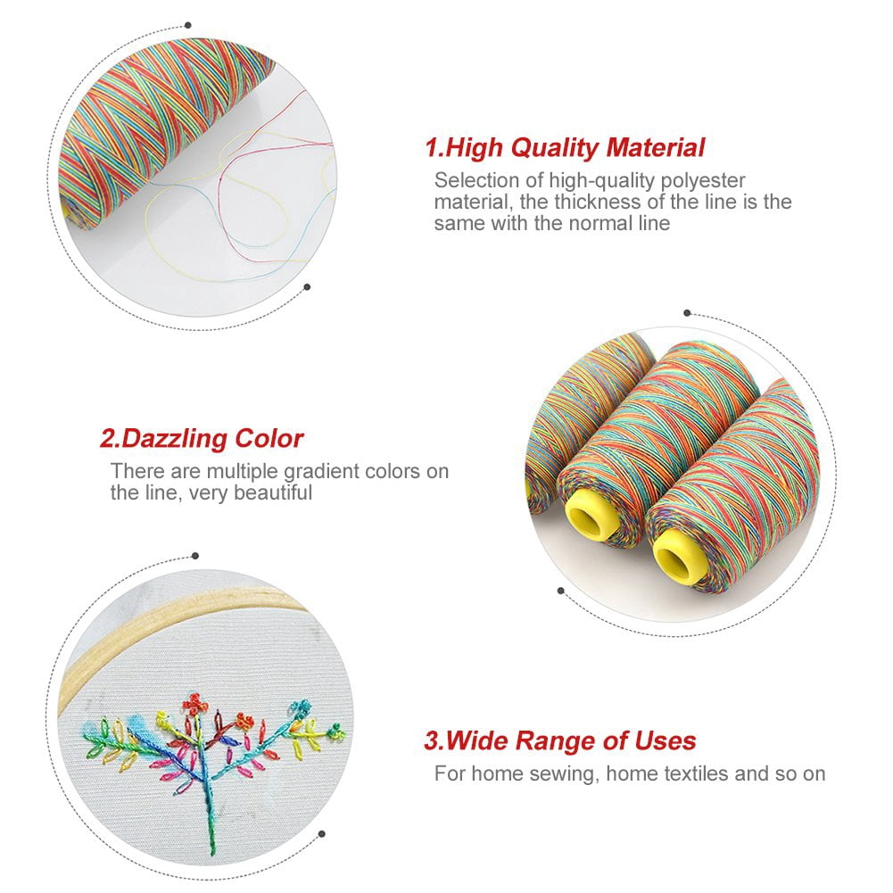 LYUMO Quilting Thread, Multicolor Thread Spools,5pcs Multicolor&nbsp;Gradient Sewing Quilting Embroidery&nbsp;Thread Spools Garment Accessory