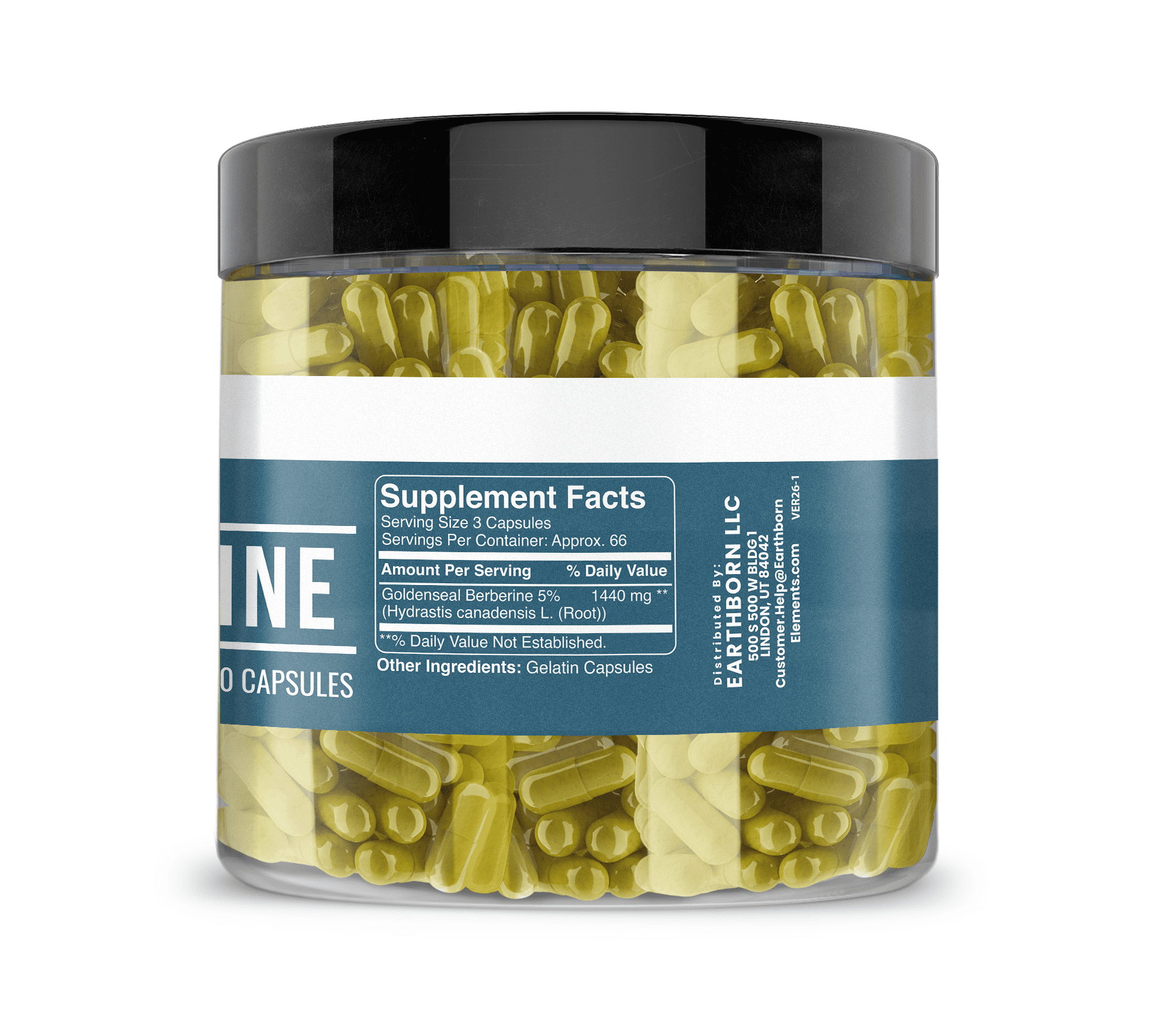 Earthborn Elements Berberine 200 Capsules, Pure & Undiluted, No Additives