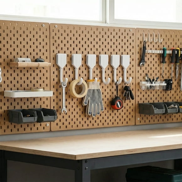 PRETXORVE No-drill pegboard hooks and multi-functional movable storage hooks 5-pack available in white and black