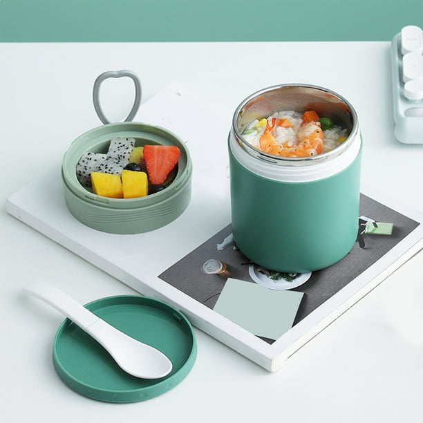Vaso térmico para sopa de acero inoxidable 304 | Portátil y a prueba de fugas | Contenedor para microondas para oficina y escuela | Capacidad de 345 ml | Naranja, azul, verde y blanco