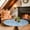 Blue, variant on Teal Blue Fitted Tablecloth with Elastic Edged, Round Table Cloth for Dining Table, Modern Abstract Art Ombre Striped Waterproof Oil Proof Table Cover for Indoor Outdoor 55"-60"