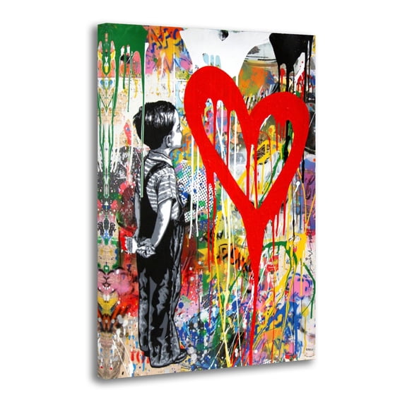 Banksy Graffiti Street Art Boy Picture Print Wall Art Poster Painting Canvas Posters Artworks Gift Room Aesthetic 12x18inch(30x45cm)