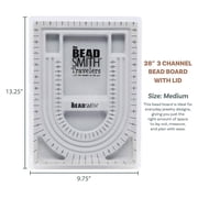 The Beadsmith Bead Board with Cover, Grey Flocked, 3 U-Shaped Channels, 6 Recessed Compartments, 9.75 x 13.25 inches, Design Boards for Creating Bracelets, Necklaces and Other Jewelry