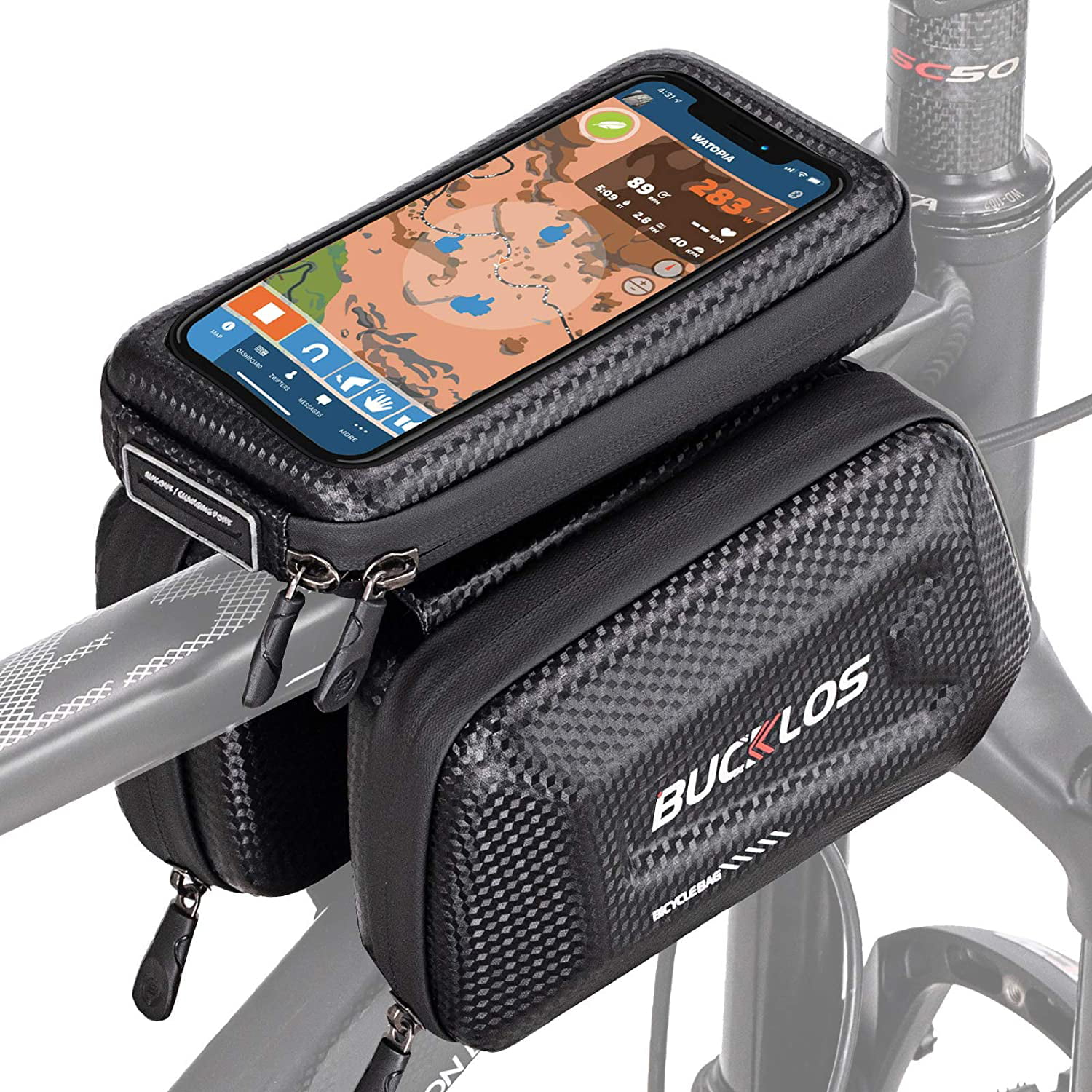 BUCKLOS Cycling Front Top Tube Frame Bag Hard Shell Waterproof MTB Bicycle Case 