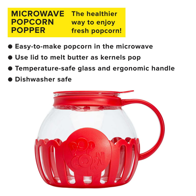 Dash Microwave Popcorn Popper Aqua Glass Silicone Lid Butter