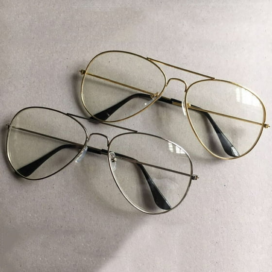 Retro Uni Big Round Gold Metal Frame Clear Lens Vintage Geek Chic Retro Uni Big Round Gold Metal Frame Clear Lens Vintage Geek Chic Eye Glasses Com