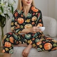 thumbnail image 6 of Salouo Daisy maple leaf Pattern Women's Pajamas Set Long Sleeve Button Down Sleepwear Soft Pj Lounge Sets for women 2 Piece Pjs Set with Long Pants-XX-Large, 6 of 7