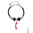 thumbnail image 2 of Delight Jewelry Hot Pink Telephone Mom Celtic Knot Leather Bead Bracelet, 7"+2" Extender, 2 of 4
