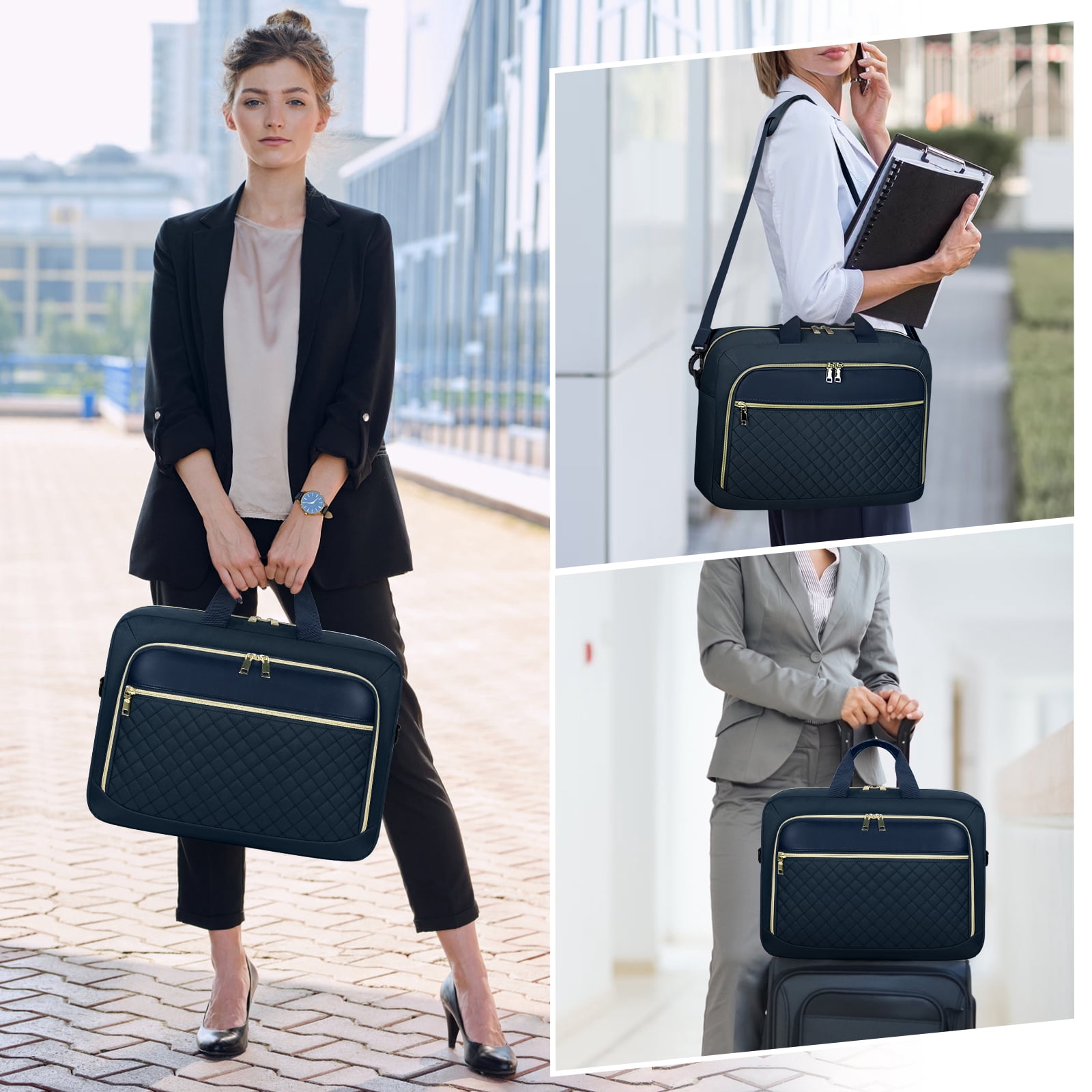 RAINSMORE Laptop Bag 17.3 Inch Laptop Briefcase for Women Men Waterproof Shoulder Messenger Bag Large Computer Bag for Business Office Work College,Dark Blue