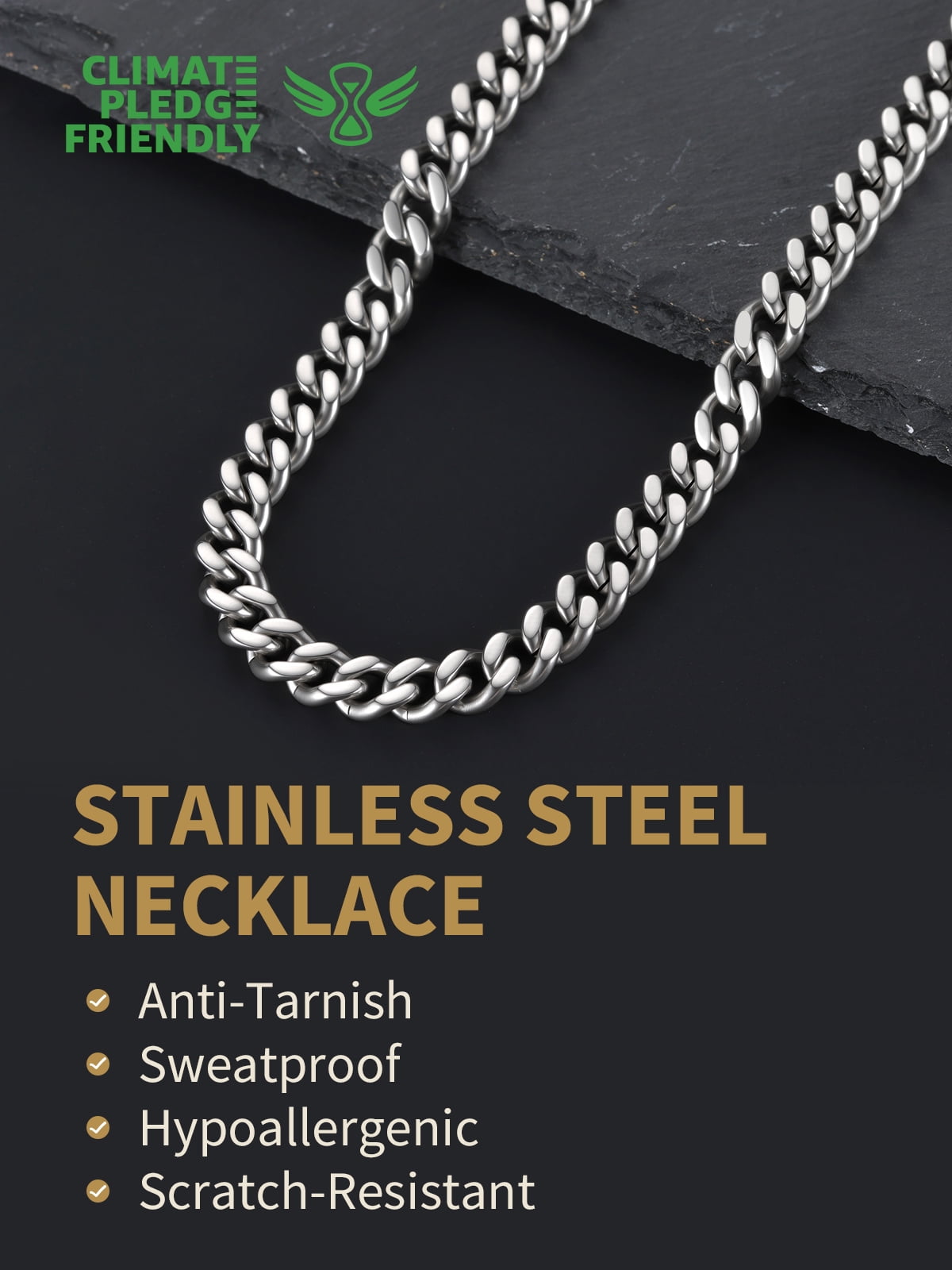 FindChic Chain Necklace for Men Women, Stainless Steel Cuban Link Graduation Fathers Day Jewelry Gifts Him Boyfriend Husband Adults Male Son Age Ideas, 7mm/28inch