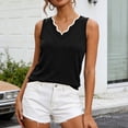 thumbnail image 6 of Hesxuno Women Casual Lounge Tank Tops Slim Fit Knitting Cotton Sleeveless Tops Scalloped V-Neck Tanks Comfortable Daily Wear Summer Tee Tank Black, 6 of 7