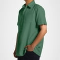thumbnail image 7 of Mens Workout Shirts Fashion Beach Seaside Classic Short Sleeved Bowling Button Closure Mens Performance Polos,Green,2XL, 7 of 7