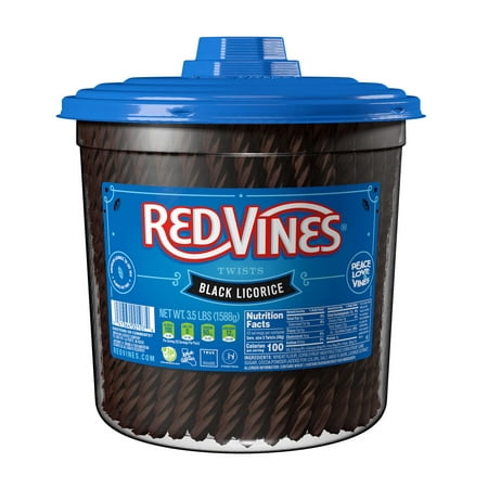 Red Vines Twists, Black Licorice Chewy Bulk Candy Jar, 3.5lbs