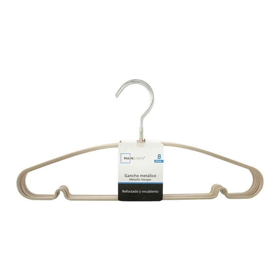 8 Ganchos para Ropa Mainstays 100379083 Hechos de Alambre Color Gris