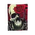 thumbnail image 7 of DouZhe Ultra-Soft Micro Fleece Lightweight Flannel Bed Blanket, Horror Gothic Death Skull Roses Print Cozy Warm Throw Blankets, 60"x50", 7 of 7