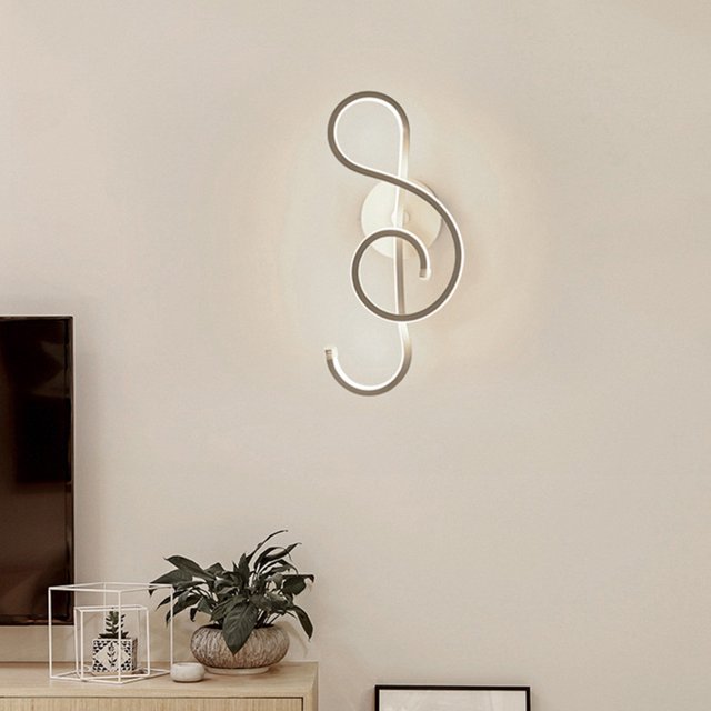 SMihono Modern LED 22W White Aluminum Wall Light Music Note Fixture