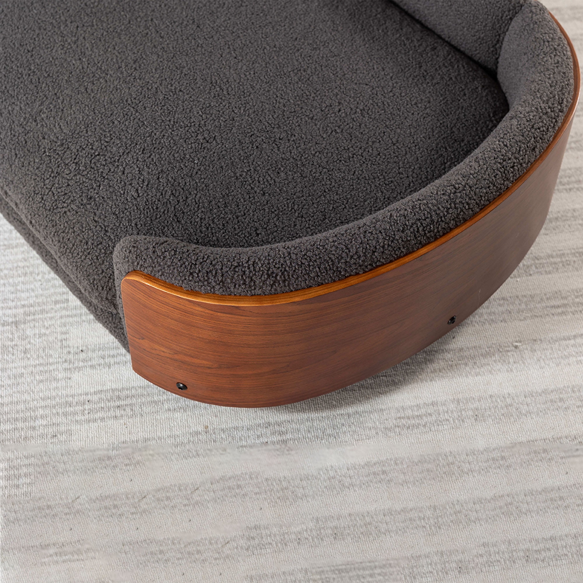 Pefilos 38" Elevated Pet Dog Bed with Solid Wood Legs and Walnut Bent Wood Back, Cashmere Cushion, Pet Sofa for Indoors Dogs, Dark Gray Pefilos 38" Elevated Pet Dog Bed with Solid Wood Legs and Walnut Bent Wood Back, Cashmere Cushion, Pet Sofa for Indoors Dogs, Dark Gray