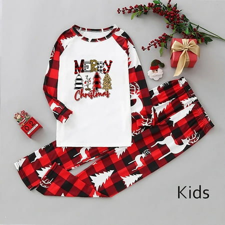 

CAICJ98 Christmas Pajamas For Family Matching Family Pajamas Sets Christmas PJs for Family with Plaid Printed Sleepwear