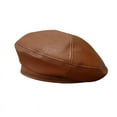 thumbnail image 5 of CoCopeanut Women Fashion Beret Solid Beret Cap Pu Leather Beret French Artist Warm Beanie Hat Female Ladies Adjustable Hat Girls Cap, 5 of 6