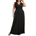 thumbnail image 3 of DDAPJ pyju Womens Plus Size Dresses Wrap V Neck Maxi Formal Dress Elegant Lace Bridesmaid Dresses Prime Sales of The Day Black XXXL, 3 of 7