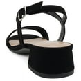 thumbnail image 3 of Soda Shoes Women Ankle Strap Sandals Low Block Heel Single Band EPISODE-S Black Nubuck Suede 6, 3 of 5