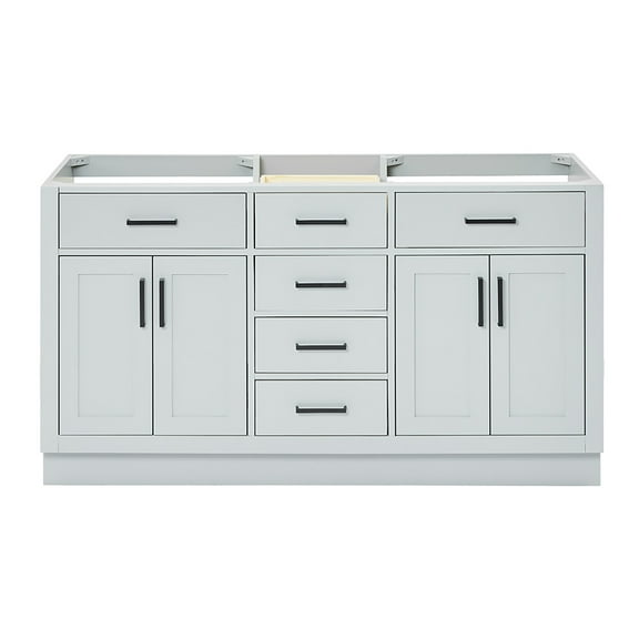 Ariel Hepburn 60 In. Double Sink Base Cabinet In Grey