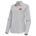 thumbnail image 2 of Women's Antigua Gray Clemson Tigers Porter Woven Tri-Blend Long Sleeve Button-Up Shirt, 2 of 3
