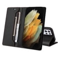 thumbnail image 3 of For Samsung Galaxy S21 Ultra Flip Wallet Case,[RFID Blocking]PU Leather Magnetic Folio Cover,With Card Slots,Flip Folding Kickstand,Shockproof TPU Anti-fall Rugged Phone Case Cover,Black, 3 of 9