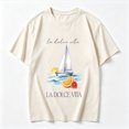 thumbnail image 2 of Womens Graphic Tees Short Sleeve T Shirts | Cotton Loose Casual Tops for Teen Girls, Vintage Yacht Orange Fruit Graphic T-shirts, 2 of 5