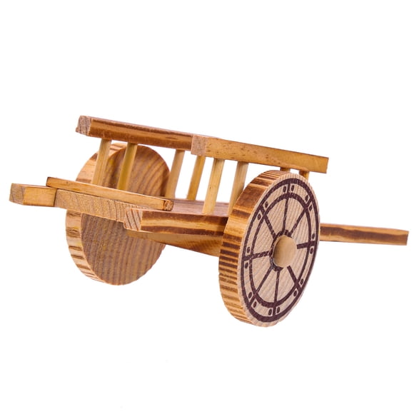 CIMAXIC model cart Farm Trolley Model Brown Wood 1Set for Desktop Garden Display