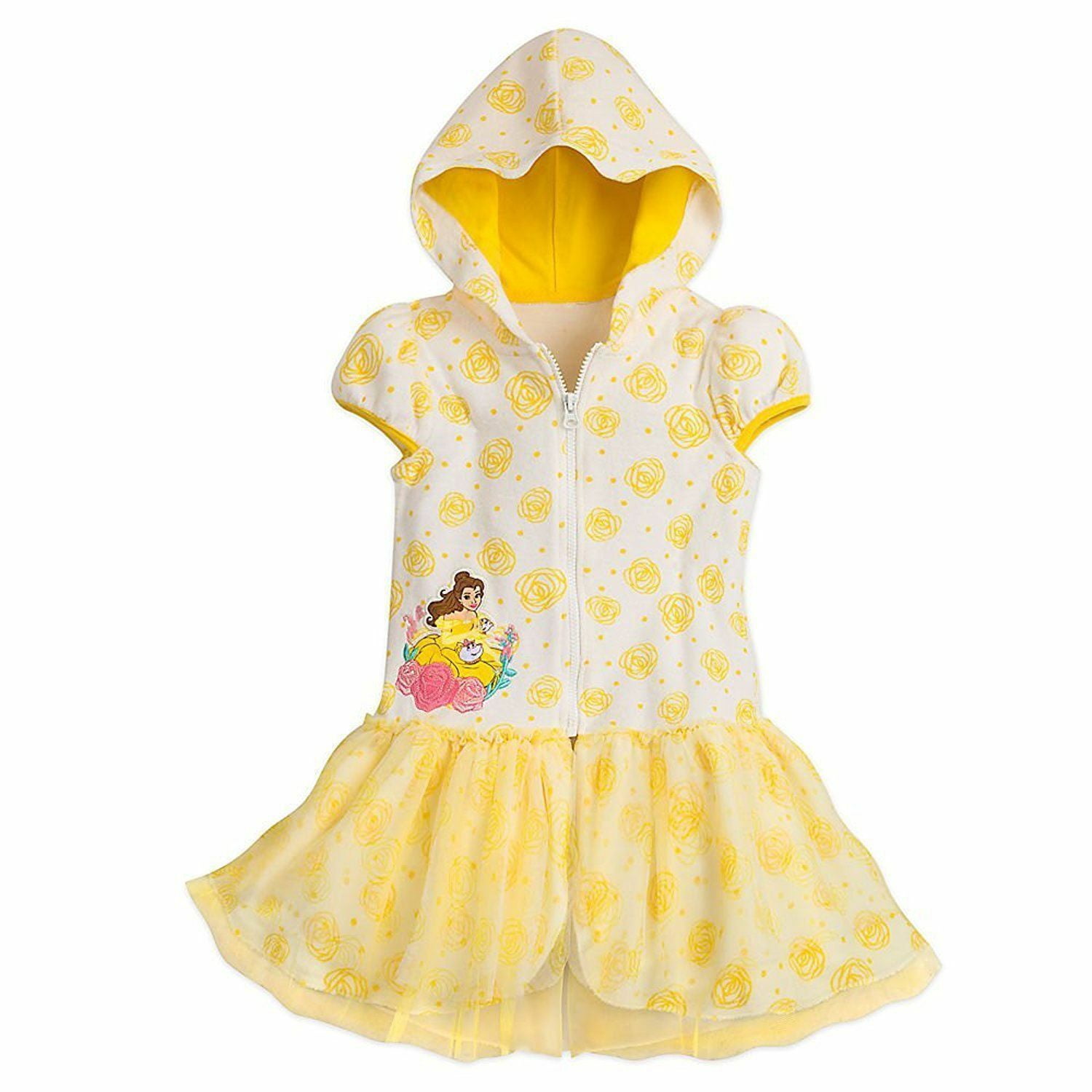 Disney Store Princess Belle Girl Swimsuit Hooded Cover Up Size 5/6 ...