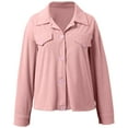 thumbnail image 4 of GEWSEY Women's Fashion Cropped Shacket Button Down Corduroy Shacket Jackets Casual Plaid Long Sleeve Crop Jackets Tops (Pink, S), 4 of 8