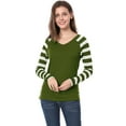 thumbnail image 4 of INSPIRE CHIC Women's Striped Raglan Long Sleeve V Neck T-shirt, 4 of 4