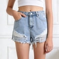thumbnail image 2 of TOWED22 Girls Ripped Jean Shorts High Waisted Straight Leg Denim Shorts with Pockets(Light Blue,15-16 Y), 2 of 9