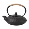thumbnail image 3 of Tetera de hierro fundido, tetera japonesa, estufa, mango ergonómico, caldera de té, tetera de Kungfu para fiesta, hogar, senderismo, barbacoa, familia Patrón B, 3 of 8