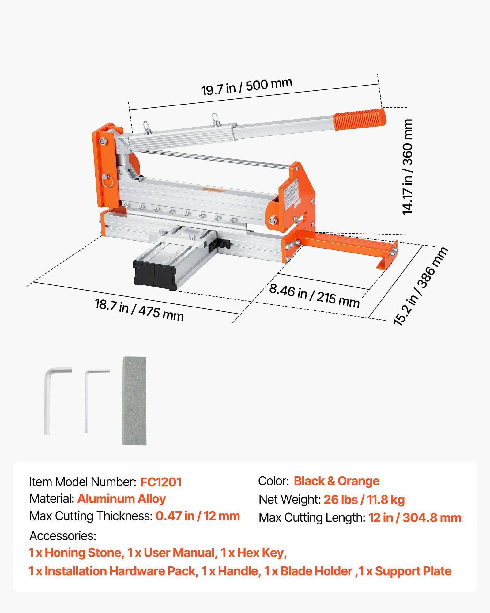 12 Inch Vinyl Floor Cutter 12mm Thick Laminate Flooring Cutter with Upgraded Labor Saving Aluminum Alloy Lever Telescoping Support Plate Cuts Engineered Wood LVT VCT SPC LVP WPC
