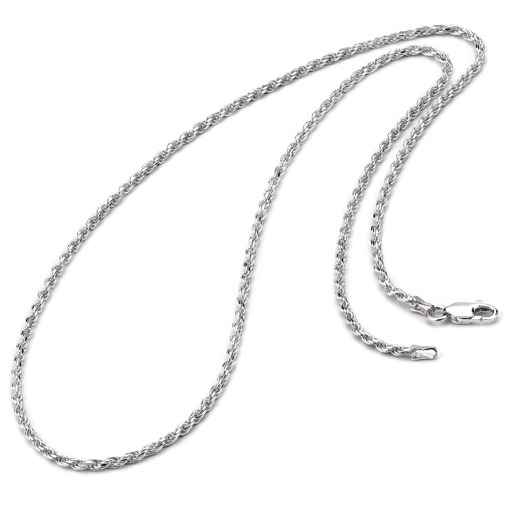 Metal Masters Men's 2.3MM Sterling Silver 925 Italian Rope Necklace Chain 16" 18" 20" 22" 24" 30" - image 3 of 6